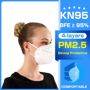 

Face Mask 50 Pcs Protective Satety Mask Anti-Pollution Respirator Mouth Masks 4 Layer Elastic Earloop Ma