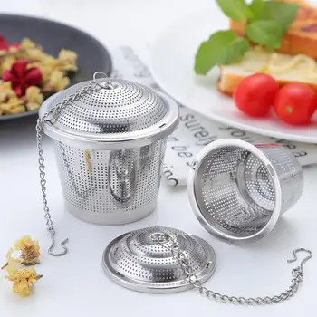 

Stainless Steel Tea Kettle Locking Tea Filter Tea Leaf Strainer Loose Herbal Spice Infuser Filter Diffuser Kitchen Bar Supplies