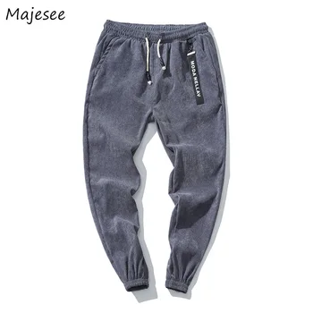 

Pants Men Drawstring Loose Simple All-match Korean Style Solid Thin Corduroy Pockets Harem Pant Mens Large Size Ulzzang Trousers