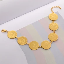 Мода Ближний Восток арабский древний браслеты с подвесками в форме монет и браслеты для женщин монета золотого цвета ювелирные изделия лучший подарок