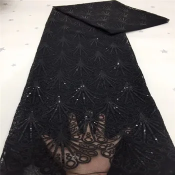 

Black Nigerian Sequins Lace Fabrics 2020 green High Quality African Lace Fabric Wedding French Tulle Lace Material For Dress