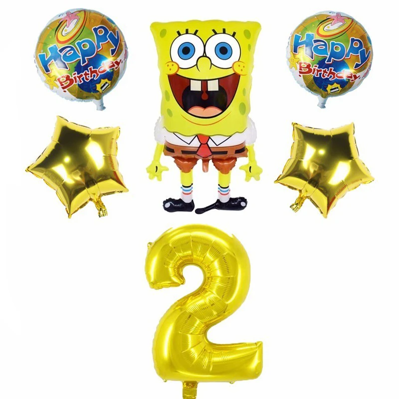 6pcs Spongebob Squarepants Ballons Decoration 1st Birthday Party