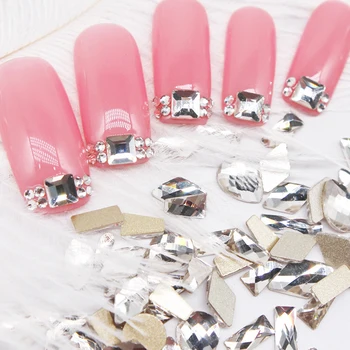 

50pcs/lot ab clear glass 3mm nail art rhinestone 3d diamond shaped square/rhombus diamond nail jewelry stone fbty456456346
