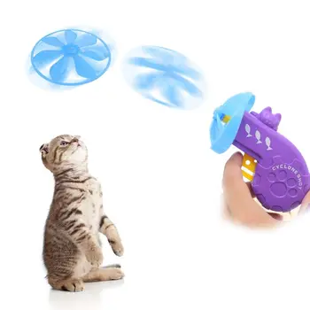 

Cat Fetch Tracks Toy Plastic Flying Propellers Disc Saucers Spinning Shooter Interactive Tools Dog Pet Chaser Training Exerciser