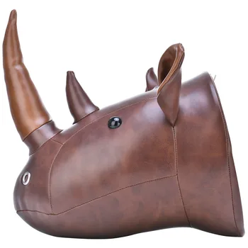 

Rhino Head Wall Hanging Cartoon Animal Head Wall Decor Room Decoration Microfiber Leather Material Childlike Ornament