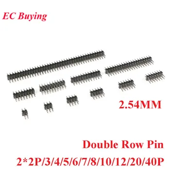 

10pcs Double Row Pin Male 2.54mm Pitch Pin Header Connector Strip 2*2P/3/4/5/6/7/8/10/12/20/40P 2x2P/3/4/5/6/7/8/10/12/20/40P