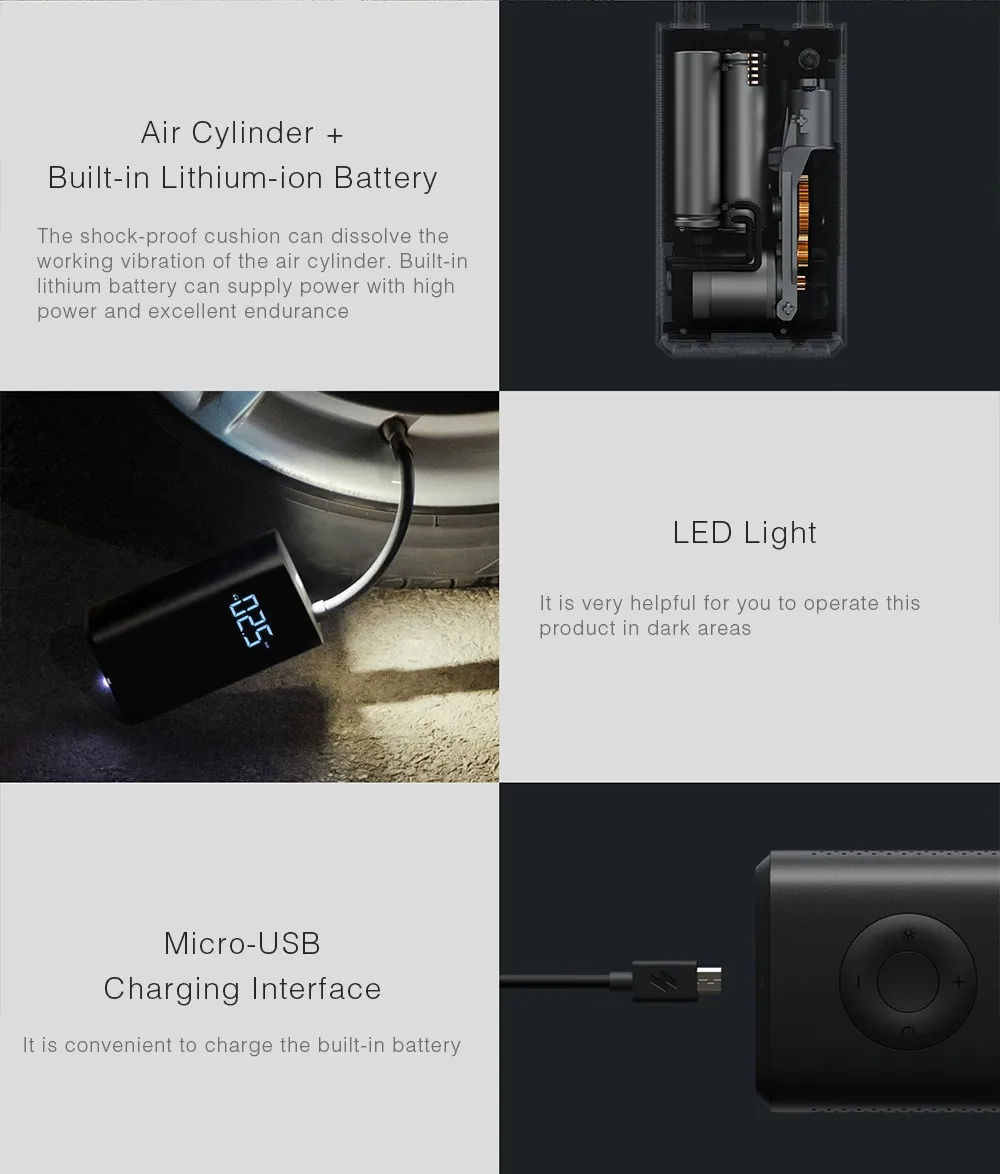 Xiaomi Portable Smart Digital Tire Pressure Detection Electric Inflator Pump for Bike Motorcycle Car Football