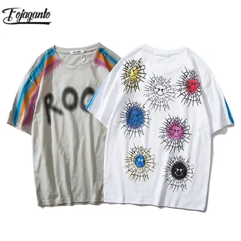 

FOJAGANTO Men Streetwear T Shirt Text Printed Tee Short Sleeve Cotton Japanese Style Slim Fit Men Casual T-Shirts