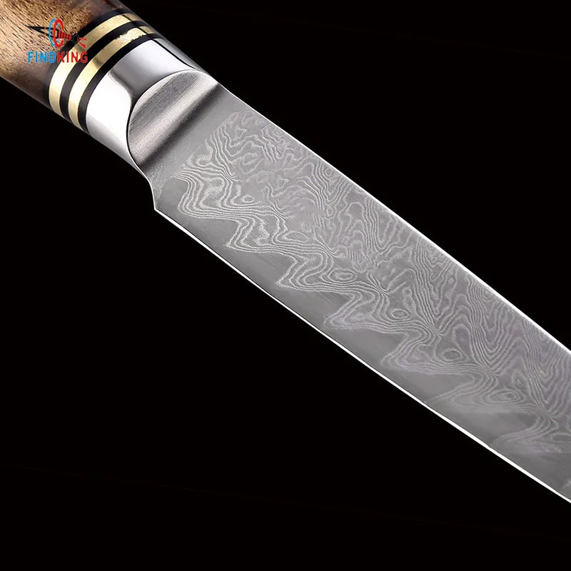 FINDKING AUS 10 Дамасская сталь рисунок стрелы Sapele деревянная ручка дамасский нож 5