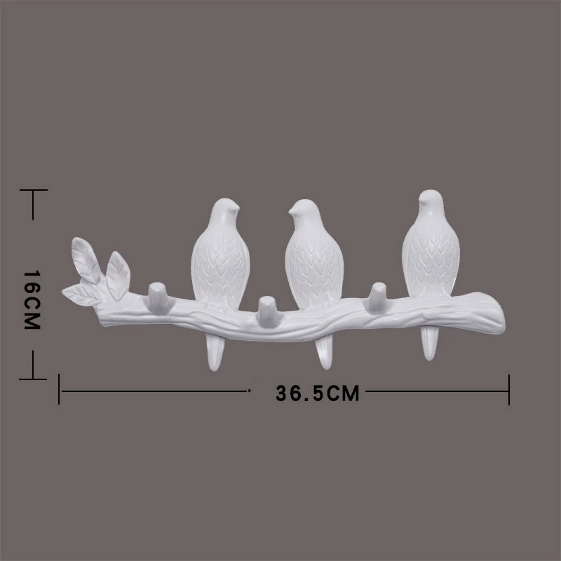 White three birds Настенная вешалка для пальто птицы на ветке дерева с 3 крючками для дома пальто шляпы Полотенца Вешалка для хранения одежды держатель для ключей настенный крючок - Цвет: White three birds