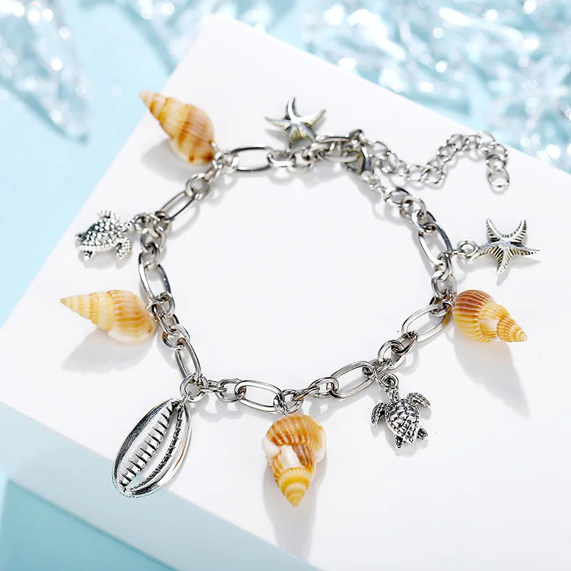 Shell Anklet Foot Jewelry Bohemian Shell Crystal Beads Anklets Summer Beach Rope Ankle Bracelet On Leg Jewelry Gift 8 Styles