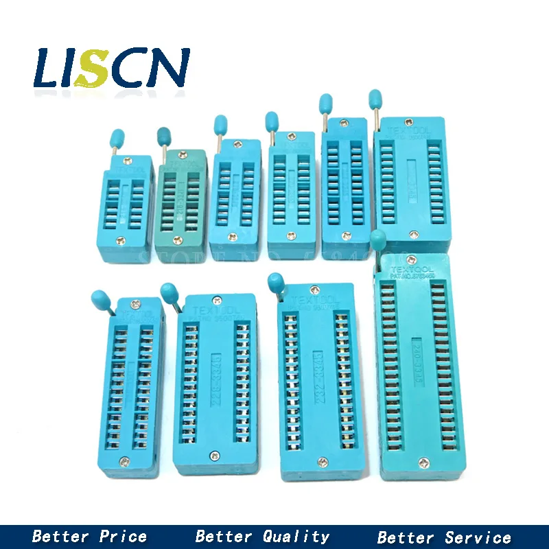 P Pin 2.54 MM Green DIP Universal ZIF IC Socket Test Solder Type IC lock seat zif socket 1pcs/lot 14 16 18 20 24 28 32 40