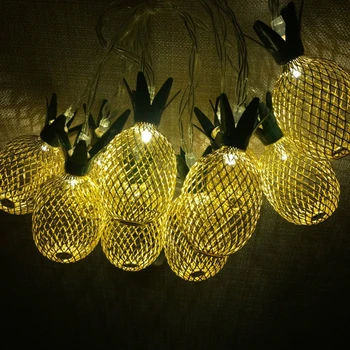 

NEWKBO Iron Golden Pineapple LED String Lights Home Garden Decoration Light warm-white soft lighting 10 LEDs string Lamp