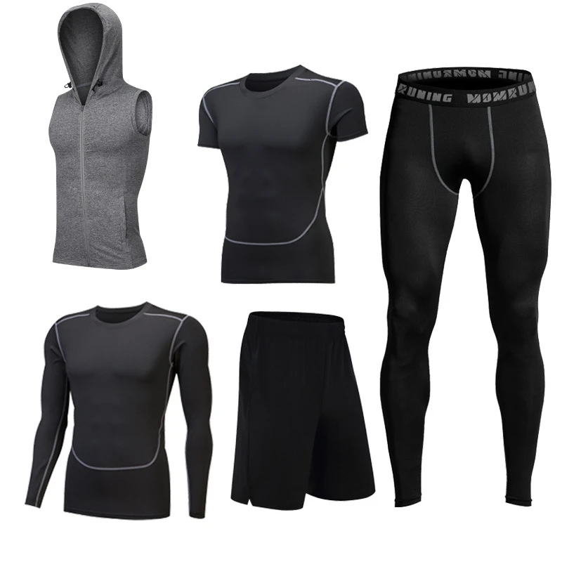 Men sportswear-5-1 Мужская спортивная одежда, Компрессионные спортивные костюмы, быстросохнущие комплекты для бега, одежда, спортивный костюм для бега, тренировок, тренажерного зала, фитнеса, спортивные костюмы, набор для бега - Цвет: Men sportswear-5-1