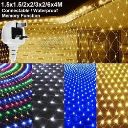 UK Plug 19.8x13.2Ft Christmas Net Lights 8 Modes Bush Mesh Lights Connectable Waterproof Fairy String Lights Outdoor Decoration
