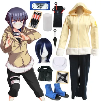 

2019 Anime Naruto Shippuuden Hinata Hyuga Costume NARUTO Hoodies Jackets Naruto prop wig Cosplay Halloween performance costume