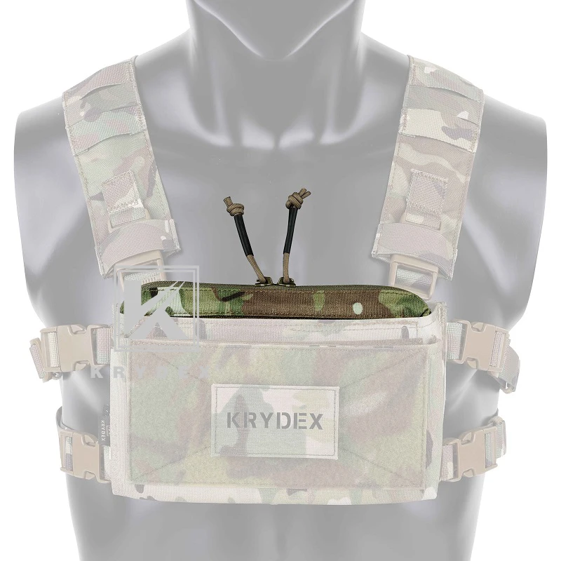 KRYDEX Tactical Zipper Insert Pouch For MK3 Chest Rig Chassis Full Length Double Zipper Panel Accessories Storage Pocket MC