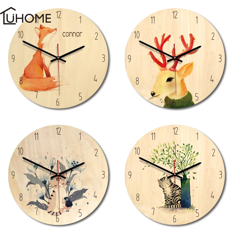 Деревянные настенные часы большие круглые 11 дюймов винтажное украшение в