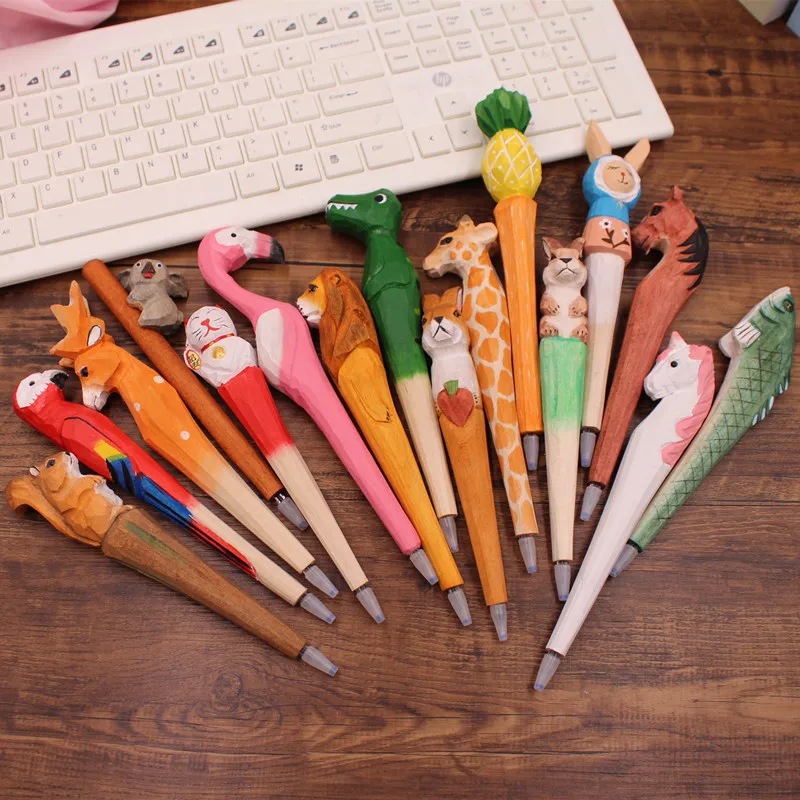 Wood Carving Animal Handmade Wooden Gel Ink Pens for Writing Signature Decoration Office School A6029 gel pens retractable gel pens colored pens erasable gel pens gel pen refills drawing pens