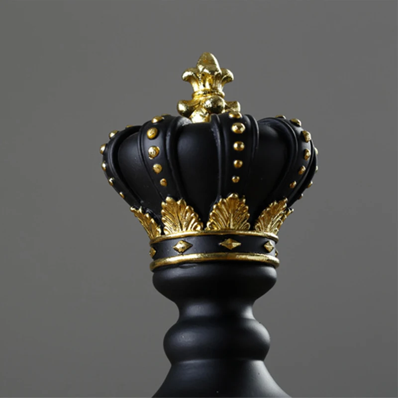 Resin Chess Pieces Figurines Ornaments Board Games Accessories Retro Home Decor 