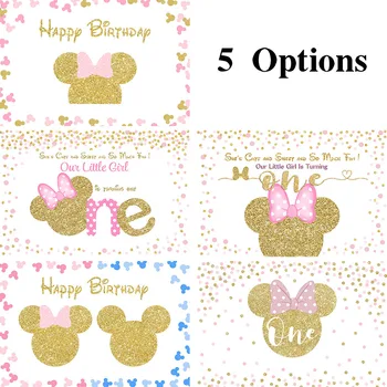 

Photography Background Minnie Mouse Backdrop Pink Stripe Girl Heart Shape Birthday Party Decor Backdrop Photo Studio Banner