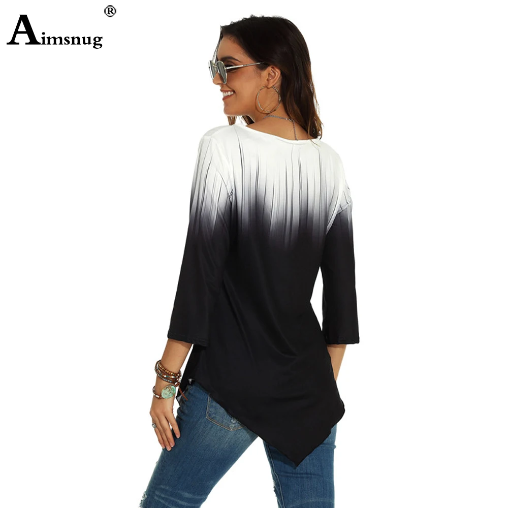 Plus size 4xl 5xl Women New Autumn Three-dimensional printing Tops Nine Points Sleeve Elasticity Female T-Shirt Casual Loose