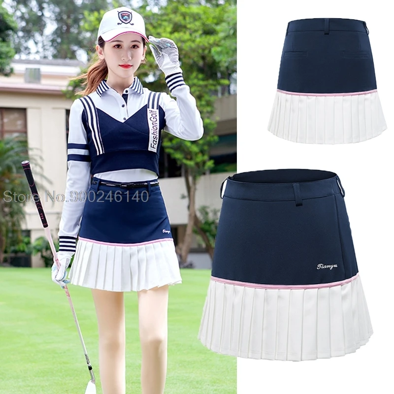 Women's Golf Skirt Athletic Sports Short Skirt Ladies Slim Pleated Skorts Casual Tennis Girl Anti-Exposure Dress XS-XXL