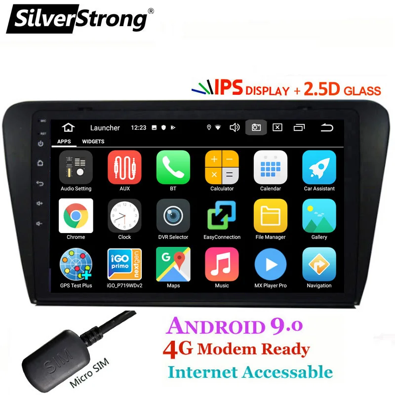 SilverStrong 9 дюймов ips 2.5D Android10.0 Автомобильный gps для Skoda Octavia3 A7 4G Sim модем Радио RDS TPMS
