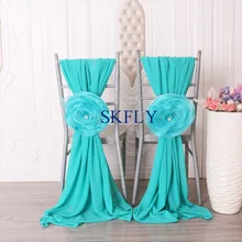 SH096A великолепный много цветов необычные свадебные Тиффани синий шифон стул створки с цветком