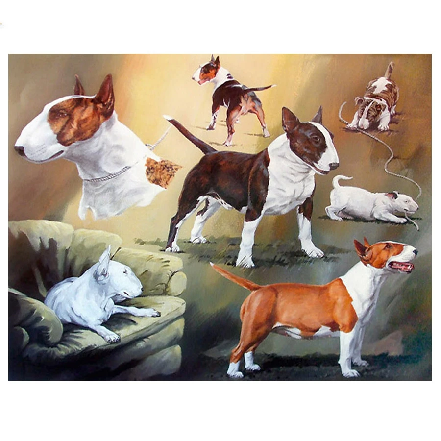 5d diy Diamond Painting Bull Terrier cross stitch kit diamond mosaic sale diamond embroidery animal cute dog walll sticker decor_副本