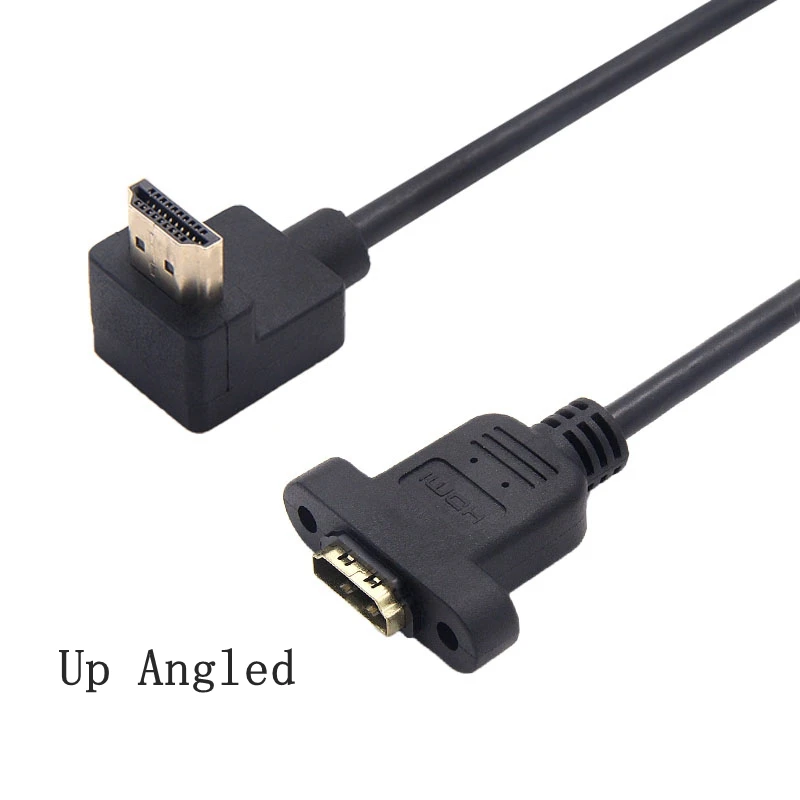Compatível com Hdmi 90 Graus Ângulo Direito Panel Mount Soquete Cabo de Extensão Hdtv Parafuso Feminino para Masculino Painel Conector Cabo - Imagem 2