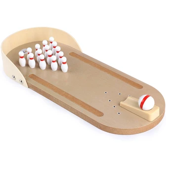 

Wooden Mini Puzzle Desktop Bowling Toys Indoor Parent-Child Games Adult Decompression Toys