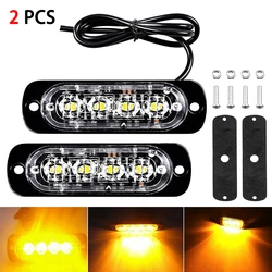 Lâmpada led âmbar 12v para carro, caminhão, luzes de emergência, com protetor, seta indicadores de barra de luz, lâmpada de aviso, 2 peças