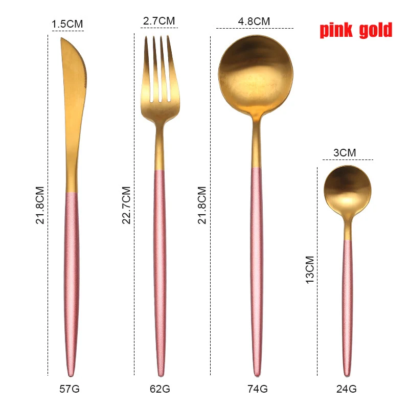 pink gold Spklifey набор посуды из нержавеющей стали набор столовых приборов Ложка Вилка Нож Западный стальной столовый набор для кухни аксессуары для дома - Color: pink gold