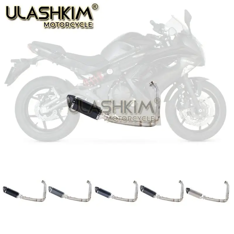 Motorcycle Full Exhaust Muffler Middle Link Pipe Full System Slip On For kawasaki ER6N ER6F NINJA650R Ninja650 Z650 2012