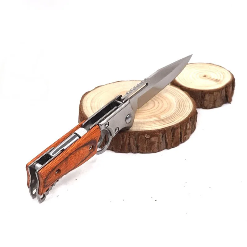 AK47 модель ножа складной карманный нож тактический нож для выживания с светодиодный подсветкой+ деревянная ручка Открытый Отдых EDC+ оболочка