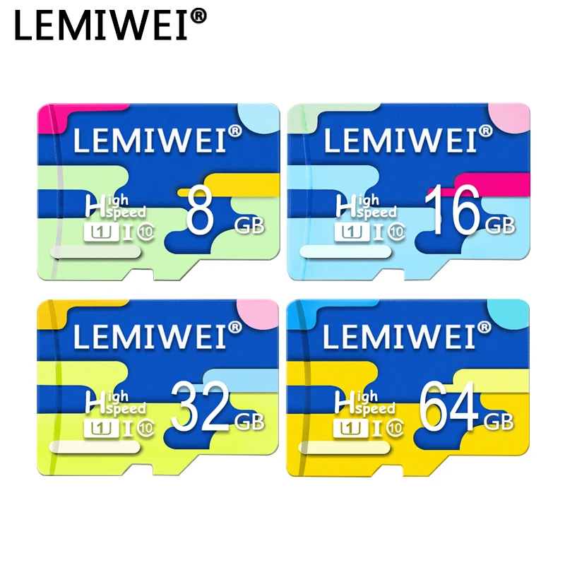 Lemiwei Четырехцветная Высококачественная карта памяти 32 Гб TF карта 64 ГБ флеш-карта 8 Гб 16 Гб класс 10 Водонепроницаемый Цвет для телефона