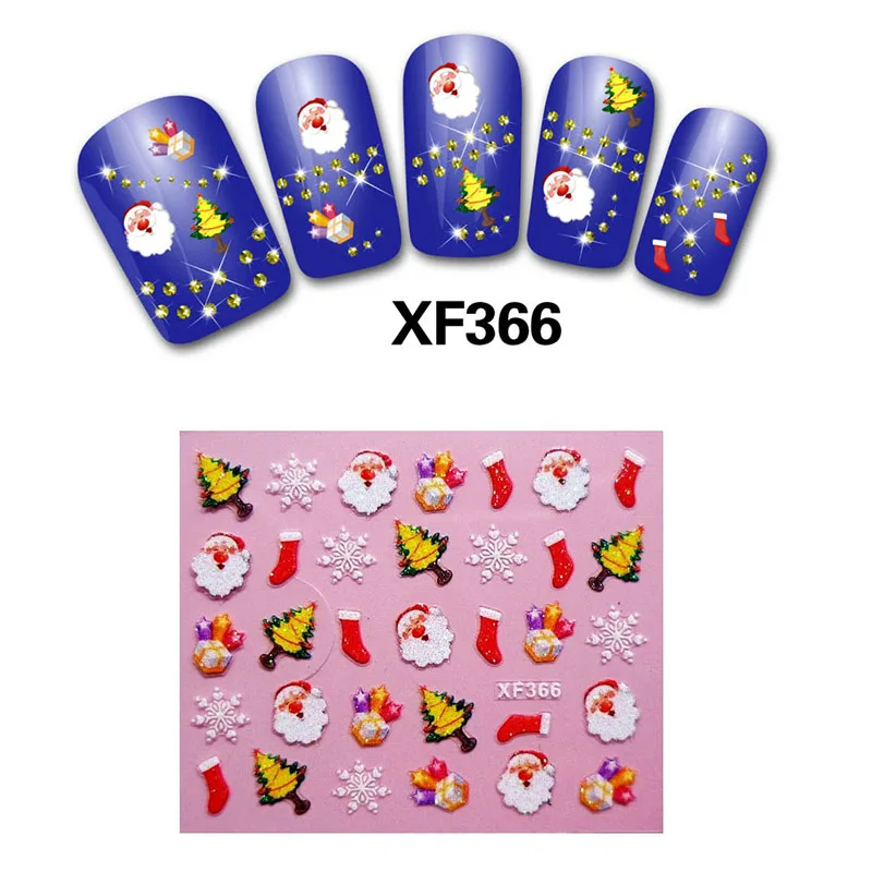 24 листа 3D Санта/Лось/Снеговик Дизайн ногтей клей наклейки Рождество год наклейки для ногтей Обертывания маникюрные украшения инструменты - Цвет: 08