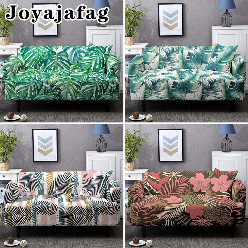 

Tropcial Leaves Print Sofa Cover All-cover 1/2/3/4 Seater Elastic Slipcover For Living Room Dust-proof Washable Couch Covers