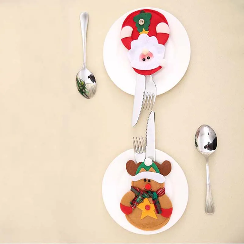 4 шт. рождественские столовые приборы держатель вилок для ножей Крышка для посуды Санта-Клаус кухонные рождественские украшения для дома navidad natal
