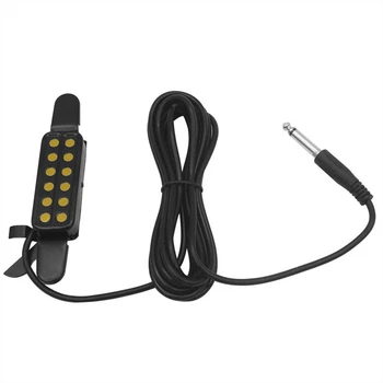 

Acoustic Guitar Pickups, Metal 12 Sound Hole Guitar Pickup Transducer with Cable