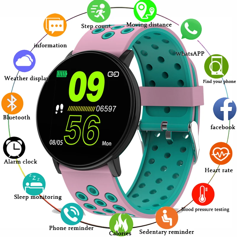 

W8 IPS 2.5D Screen Custom Dial Dynamic Heart Rate Sport Message Push bluetooth Magnetic Dock Clamp Charger Smart Watch