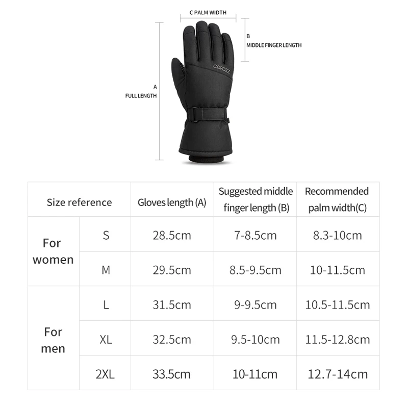 COPOZZ 20602 Men Women Ski Gloves Ultralight Waterproof Winter Warm Gloves Snowboard Gloves Motorcycle Riding Snow Windproof Gloves - Image 6