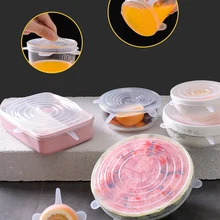 6 pz/set coperchio in Silicone alimentare coperchi universali in Silicone per pentole coperchio pentola coperchi elastici riutilizzabili avvolgere accessori da cucina