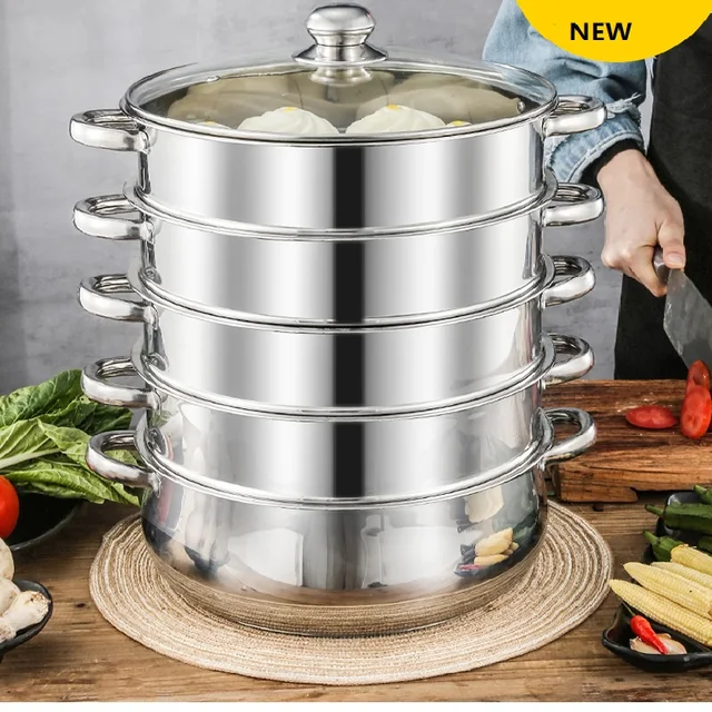 Pentola a vapore spessa in acciaio inossidabile da 28cm pentola a vapore  per zuppa a 5 strati pentole universali per fornello a induzione fornello a  Gas pentola a vapore - AliExpress