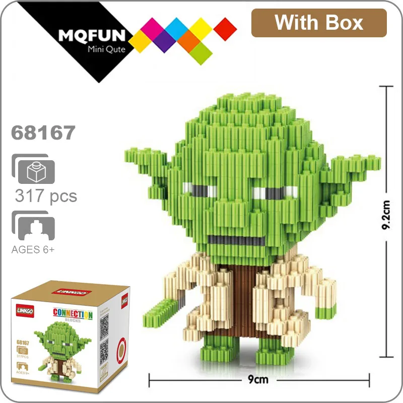 68167 With Box Linkgo строительные блоки йода фигурки мини-блок Дарт Вейдер DIY сборка модель пластиковые кирпичи обучающая игрушка для детей - Цвет: 68167 With Box
