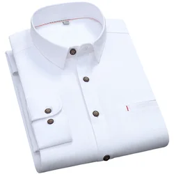 Chemise Oxford à manches longues pour homme, vêtement en coton épais, coupe Slim et respirant, à la mode 