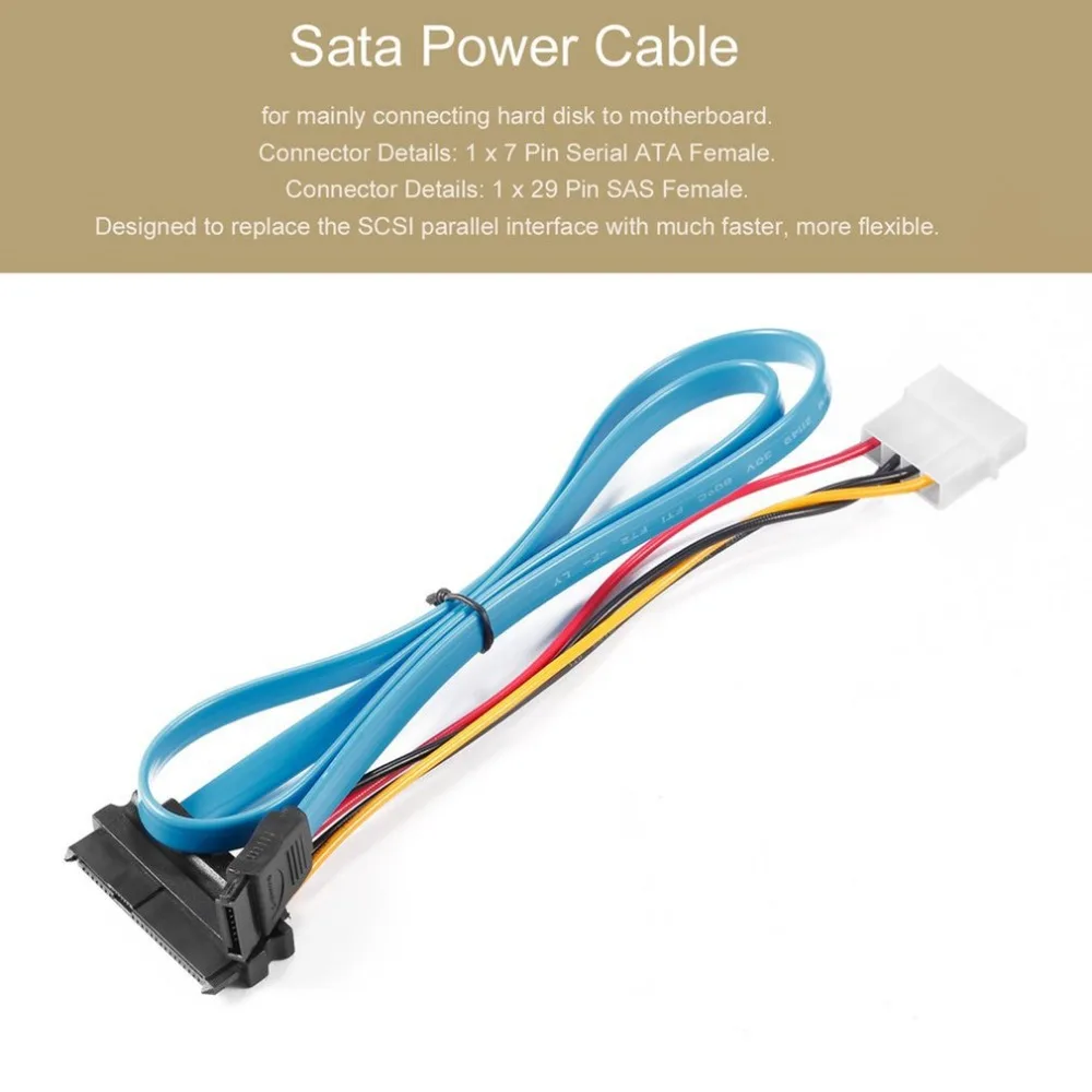7 Pin SATA Serial ATA to SAS 29 Pin 4 Pin Cable Male Connector Adapter for 2