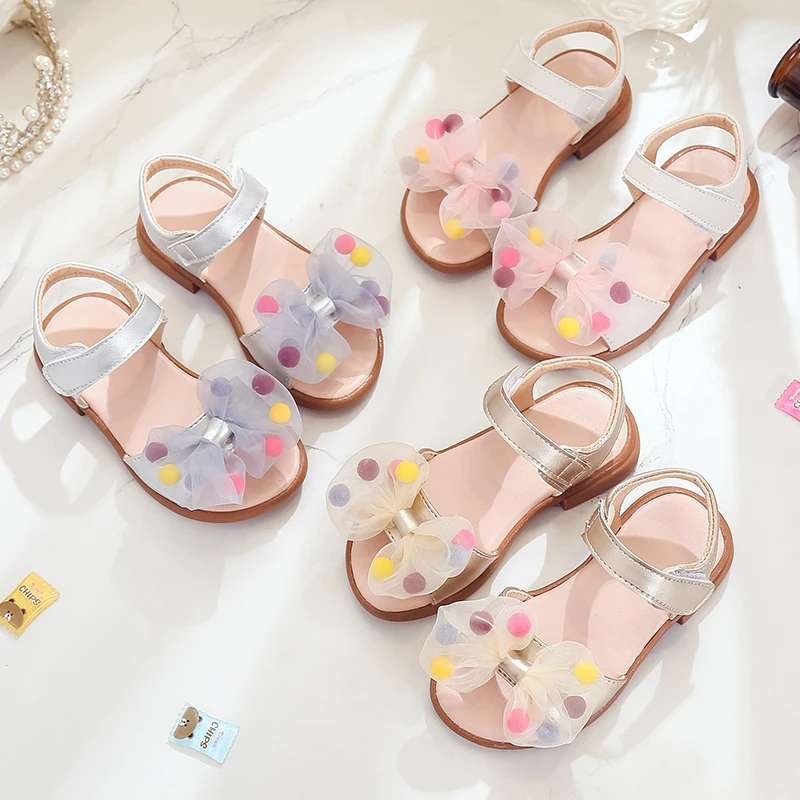 ULKNN Newest Summer Kids Shoes Fashion Leathers Sweet Children Sandals For Girls Toddler Baby Breathable Hoolow Out Bow Shoes