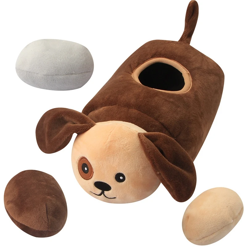 Interactive Dog Toy Bite-Resistant Pet Squeaky Toy Imitation Animals Dolls with Nest for Dog Training and Playing - Цвет: Coffee